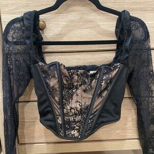 House of CB Black and Tan Lace Corset